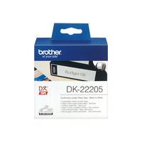 Rouleau Etiquettes Continues BROTHER DK-22205 Noir sur Blanc / 62 mm x 30,5 m / pour Etiqueteuse QL (DK22205)