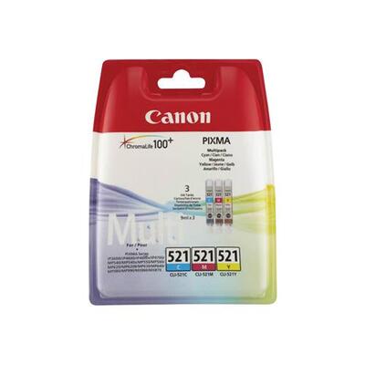 CANON CLI-521 Pack de 3 Cartouches Encre Cyan Magenta Jaune 3 x 500 pages (2934B010)